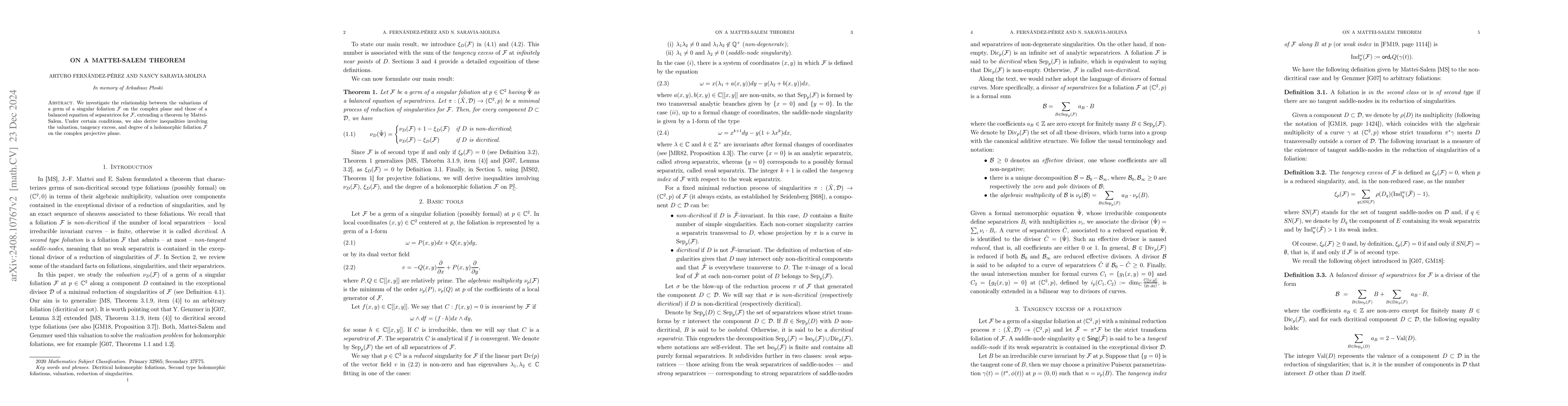 Thumbnail for On a Mattei-Salem theorem