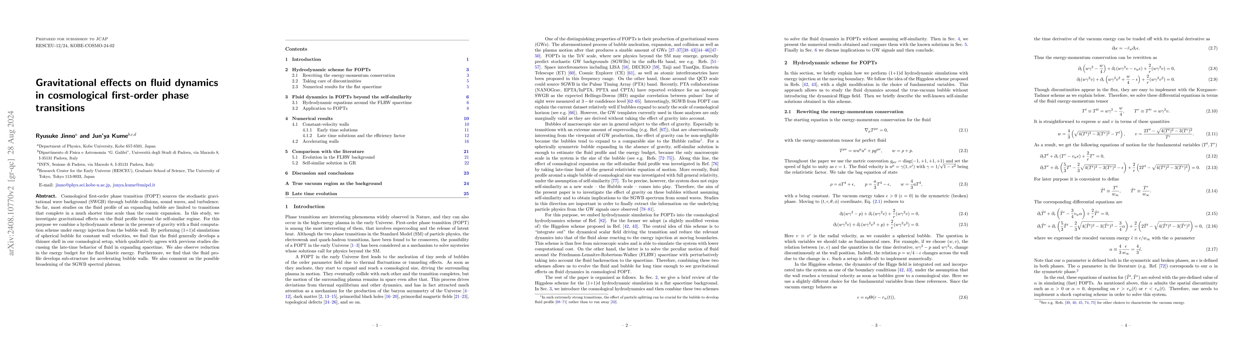 Thumbnail for Gravitational effects on fluid dynamics in cosmological first-order
  phase transitions