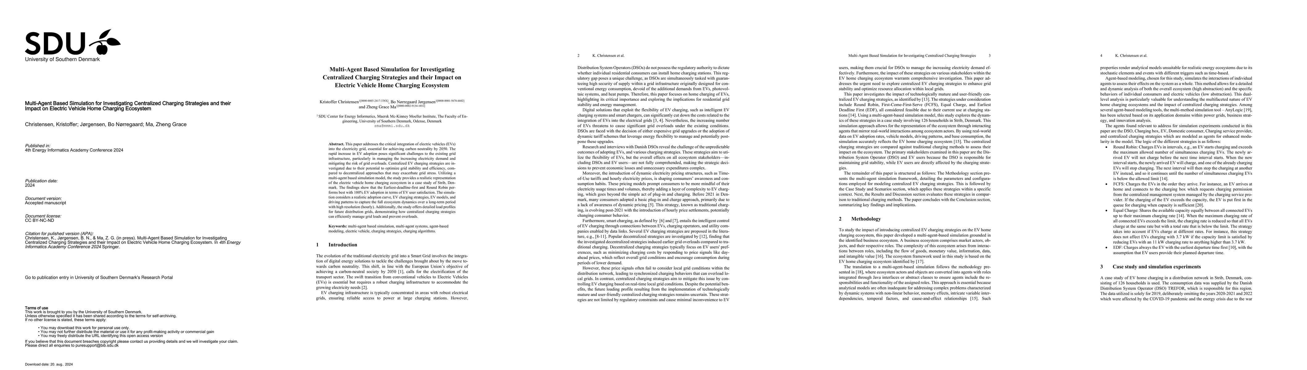 Thumbnail for Multi-Agent Based Simulation for Investigating Centralized Charging
  Strategies and their Impact on Electric Vehicle Home Charging Ecosystem