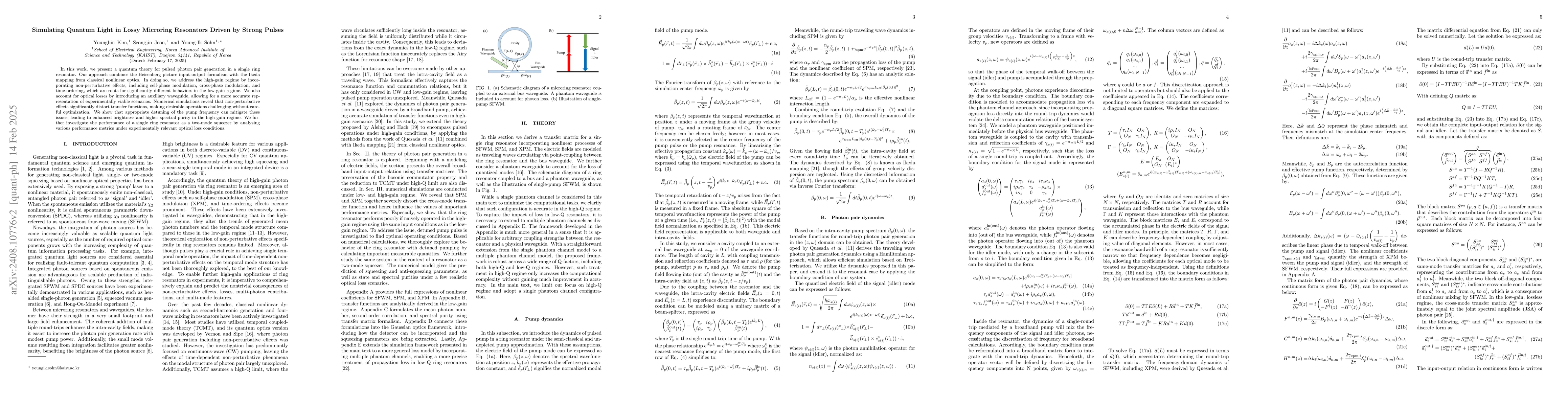 Thumbnail for Simulating Quantum Light in Lossy Microring Resonators Driven by Strong
  Pulses