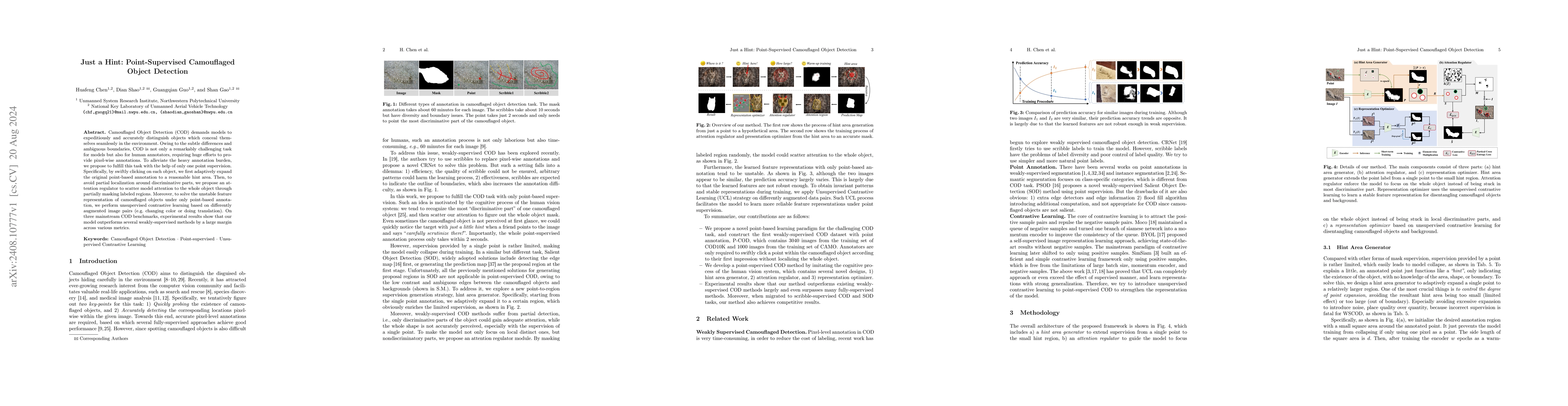 Thumbnail for Just a Hint: Point-Supervised Camouflaged Object Detection