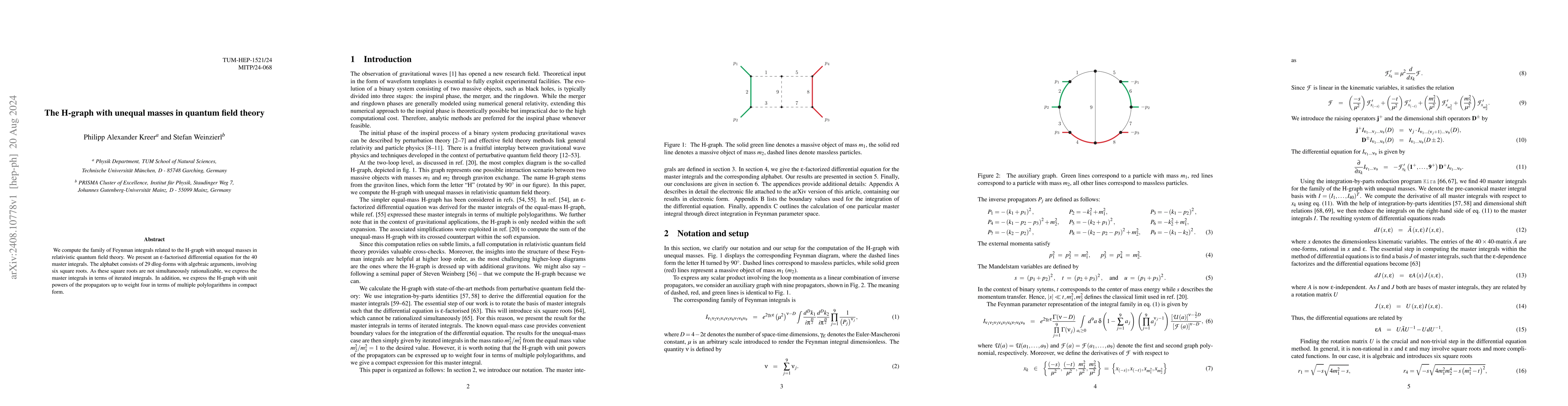 Thumbnail for The H-graph with unequal masses in quantum field theory