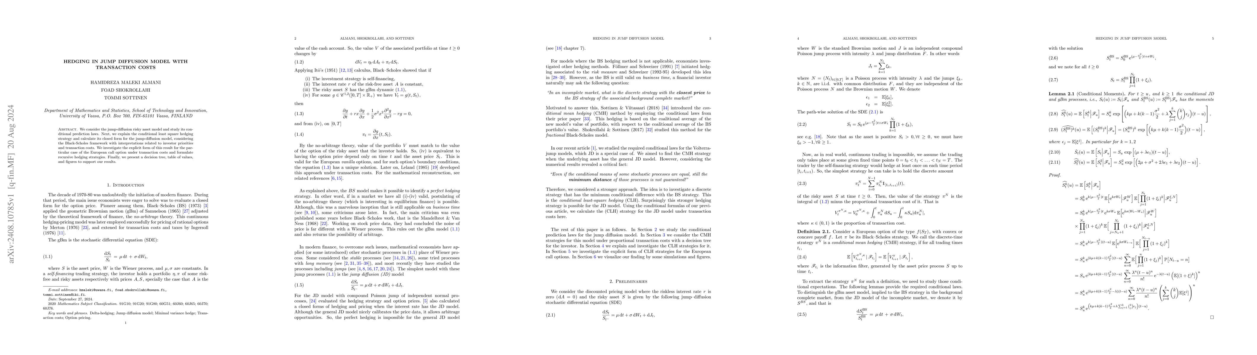 Thumbnail for Hedging in Jump Diffusion Model with Transaction Costs
