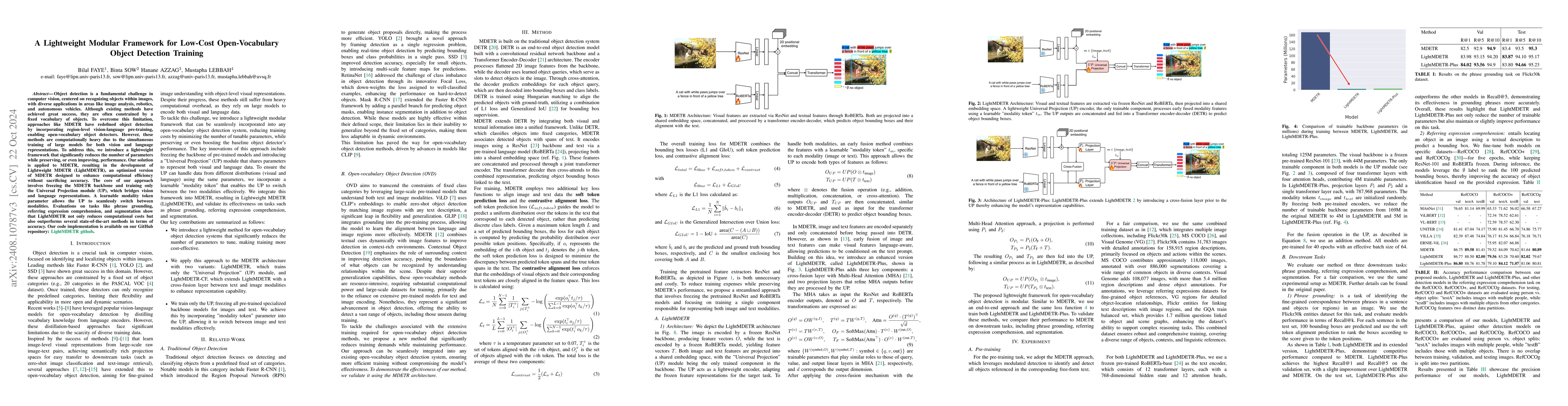 Thumbnail for LightMDETR: A Lightweight Approach for Low-Cost Open-Vocabulary Object
  Detection Training