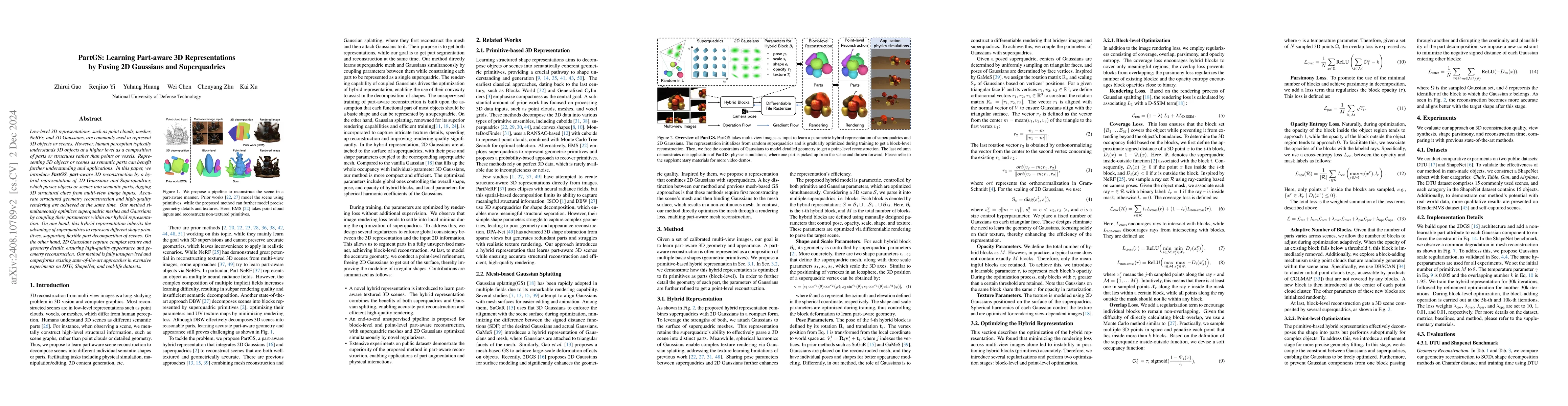 Thumbnail for Learning Part-aware 3D Representations by Fusing 2D Gaussians and
  Superquadrics