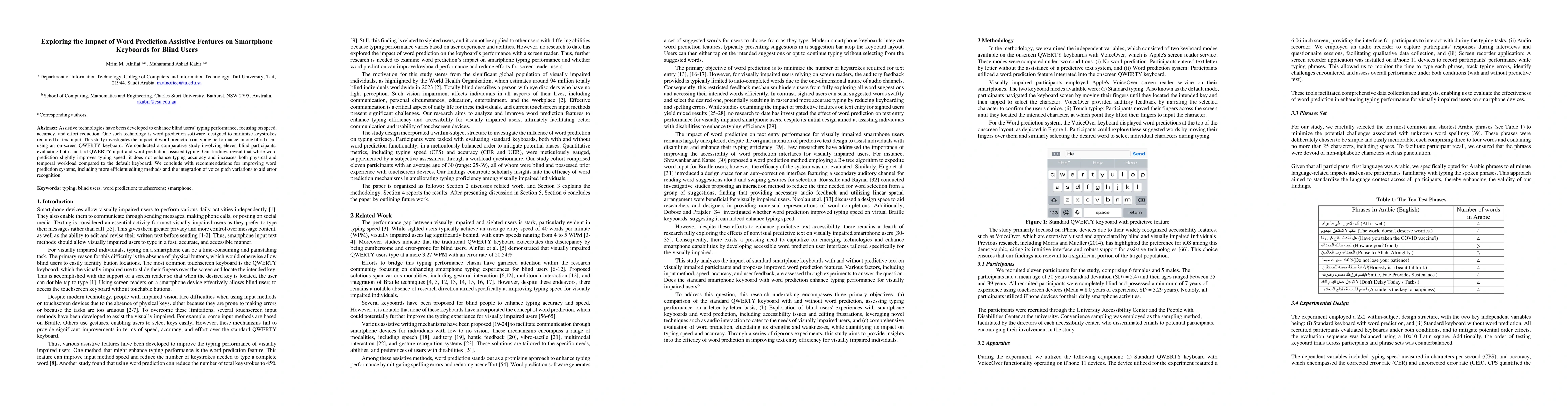 Thumbnail for Exploring the Impact of Word Prediction Assistive Features on Smartphone
  Keyboards for Blind Users