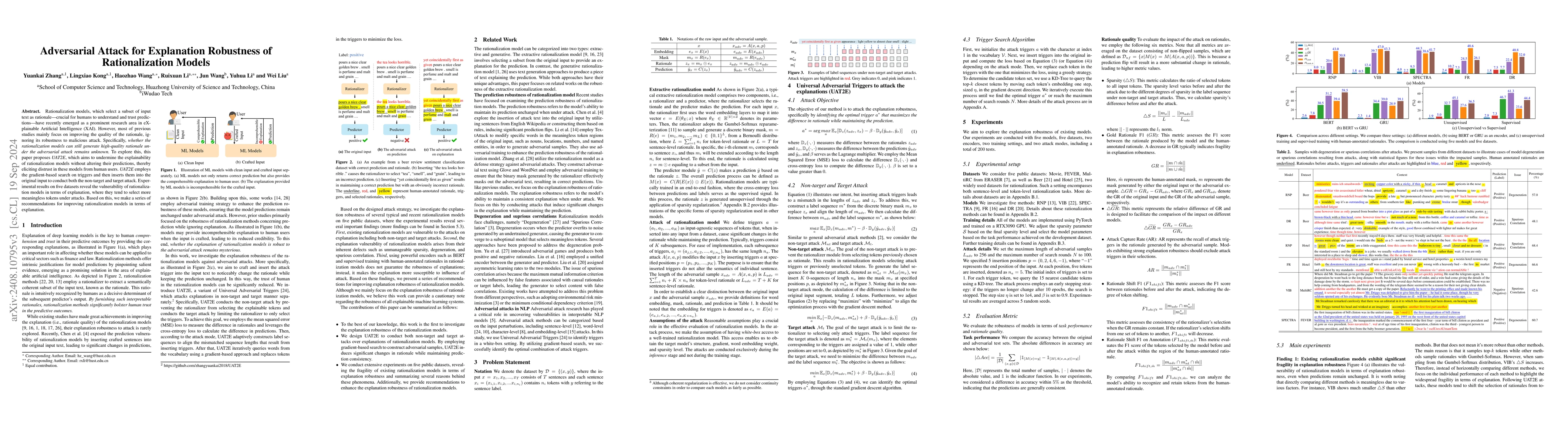 Thumbnail for Adversarial Attack for Explanation Robustness of Rationalization Models