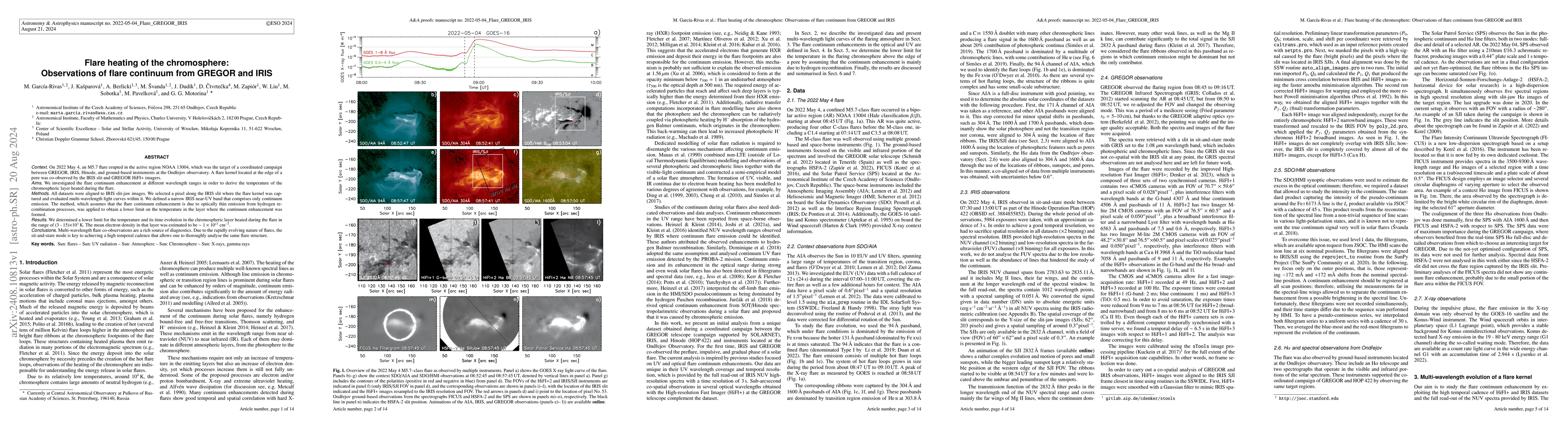 Thumbnail for Flare heating of the chromosphere: Observations of flare continuum from
  GREGOR and IRIS
