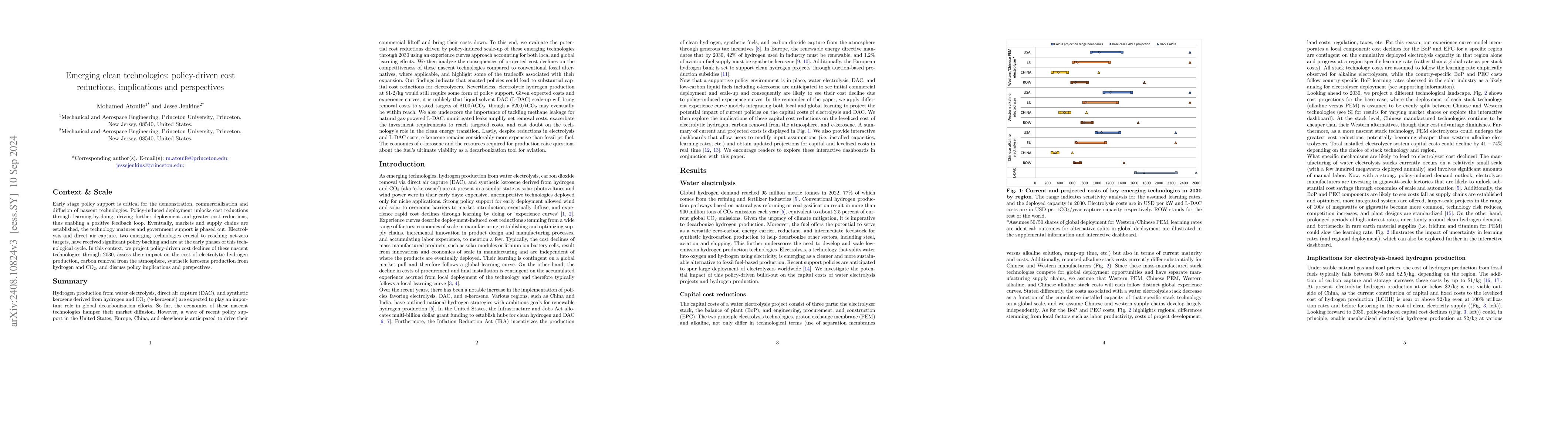 Thumbnail for Emerging clean technologies: policy-driven cost reductions, implications
  and perspectives