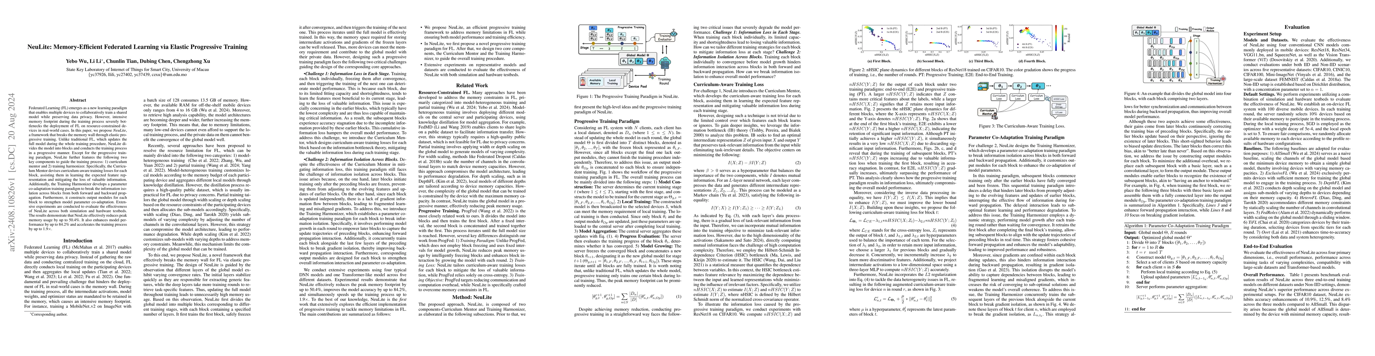 Thumbnail for NeuLite: Memory-Efficient Federated Learning via Elastic Progressive
  Training