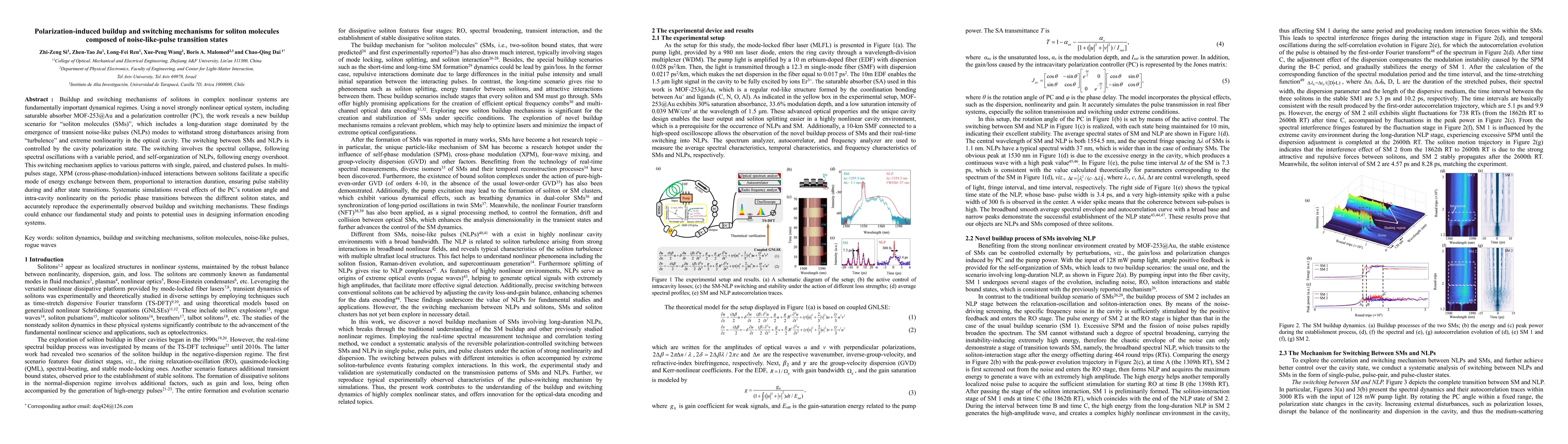 Thumbnail for Polarization induced buildup and switching mechanisms for soliton
  molecules composed of noise like pulse transition states