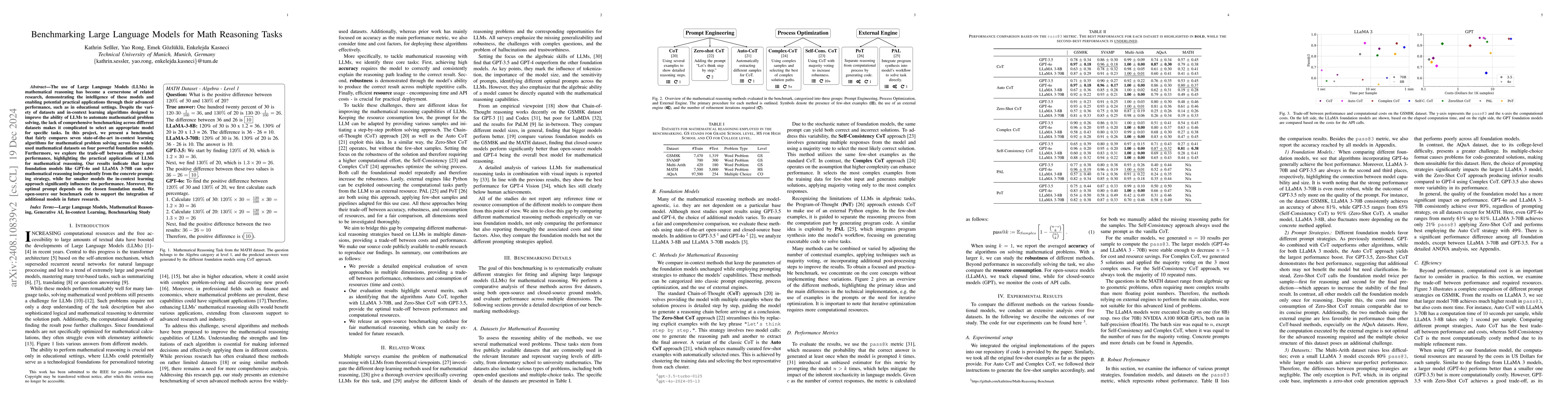 Thumbnail for Benchmarking Large Language Models for Math Reasoning Tasks