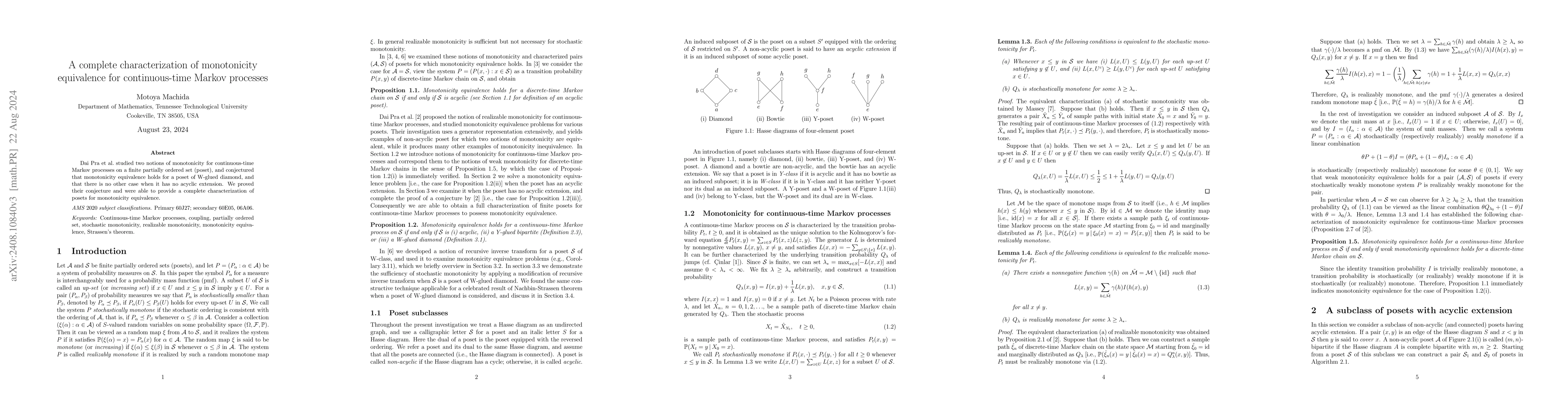Thumbnail for A complete characterization of monotonicity equivalence for
  continuous-time Markov processes