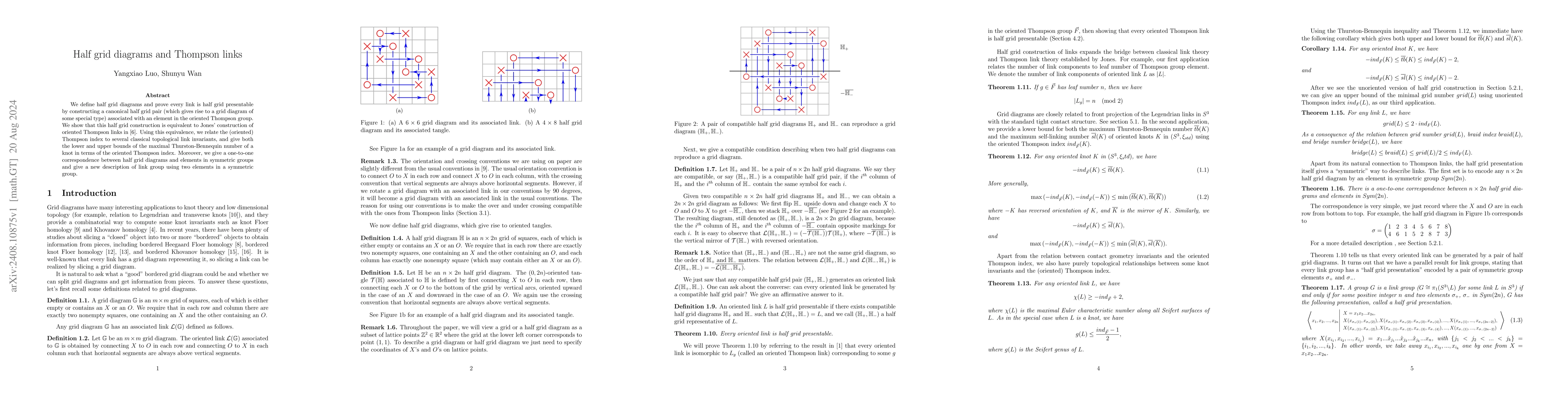 Thumbnail for Half grid diagrams and Thompson links