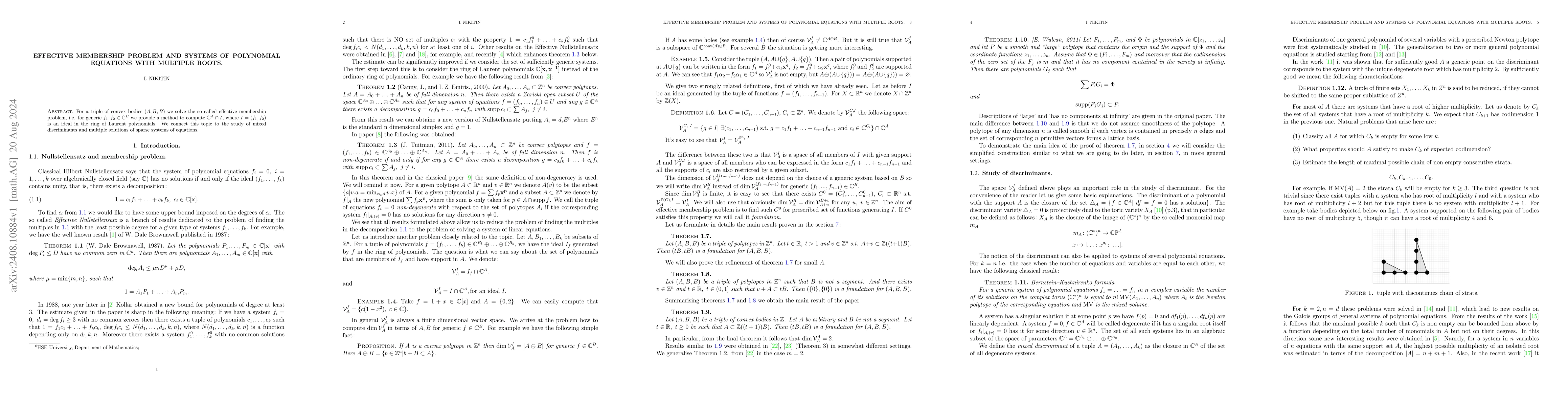 Thumbnail for Effective membership problem and systems of polynomial equations with
  multiple roots