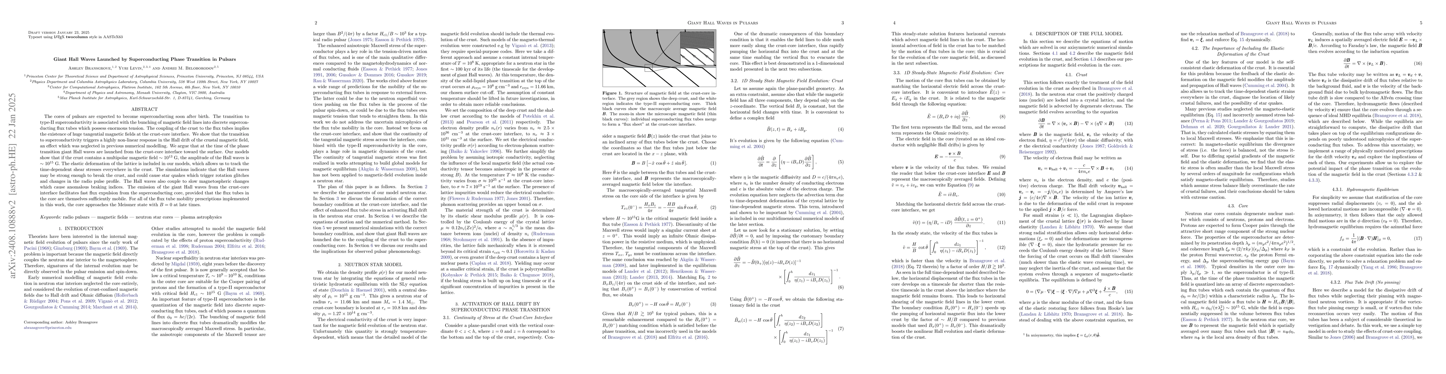 Thumbnail for Giant Hall Waves Launched by Superconducting Phase Transition in Pulsars