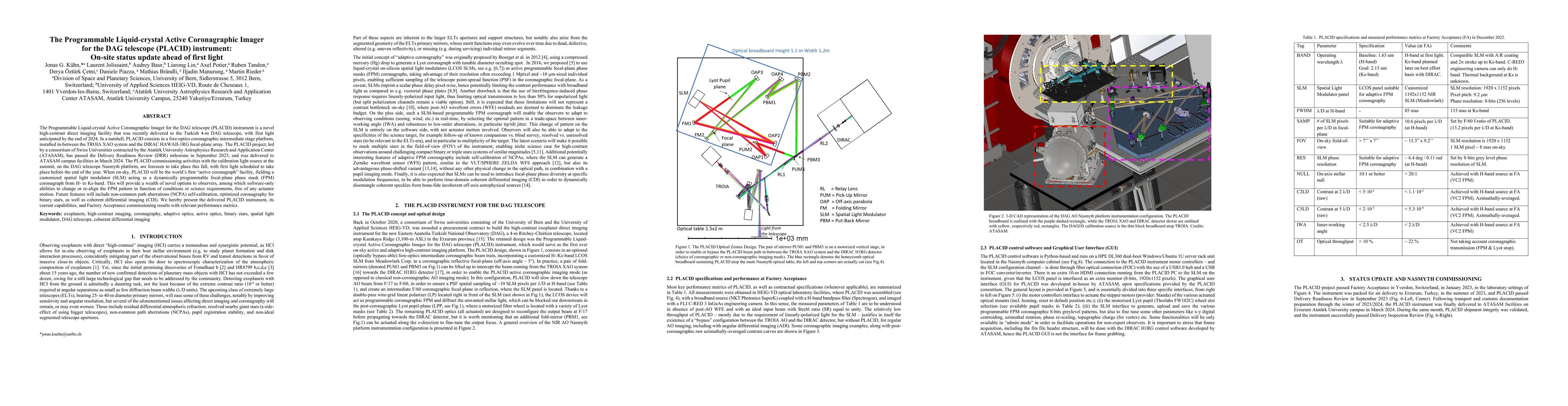 Thumbnail for The Programmable Liquid-crystal Active Coronagraphic Imager for the DAG
  telescope (PLACID) instrument: On-site status update ahead of first light