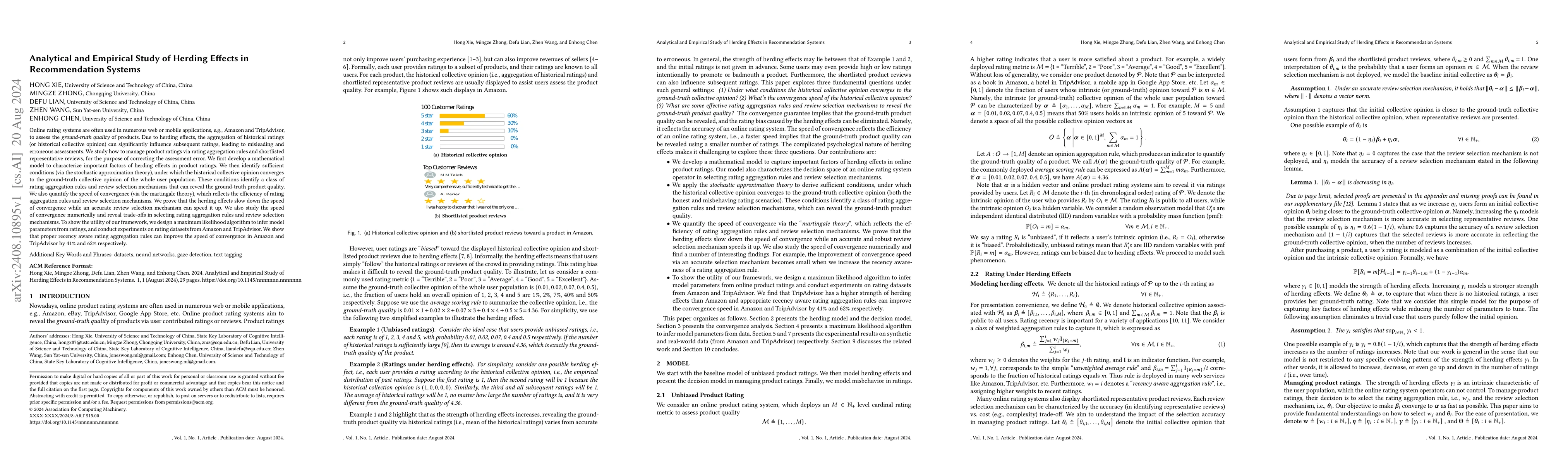 Thumbnail for Analytical and Empirical Study of Herding Effects in Recommendation
  Systems