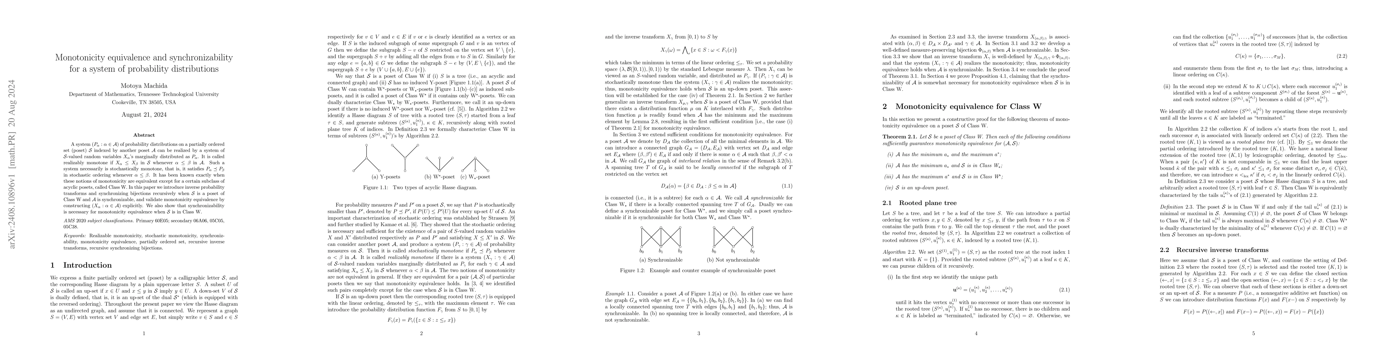 Thumbnail for Monotonicity equivalence and synchronizability for a system of
  probability distributions