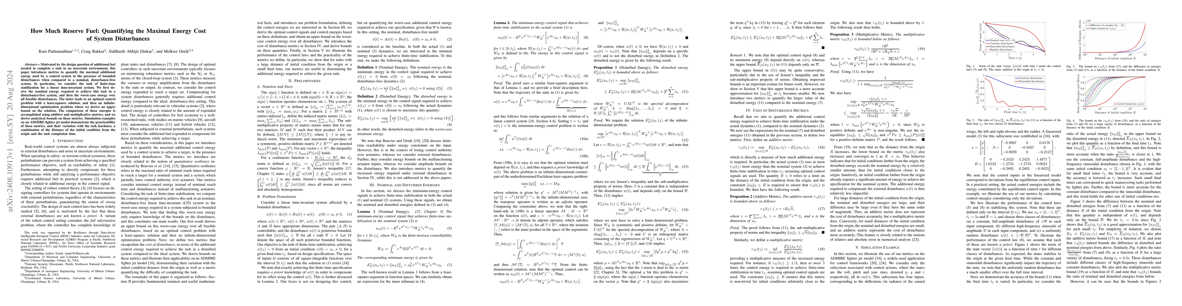 Thumbnail for How Much Reserve Fuel: Quantifying the Maximal Energy Cost of System
  Disturbances