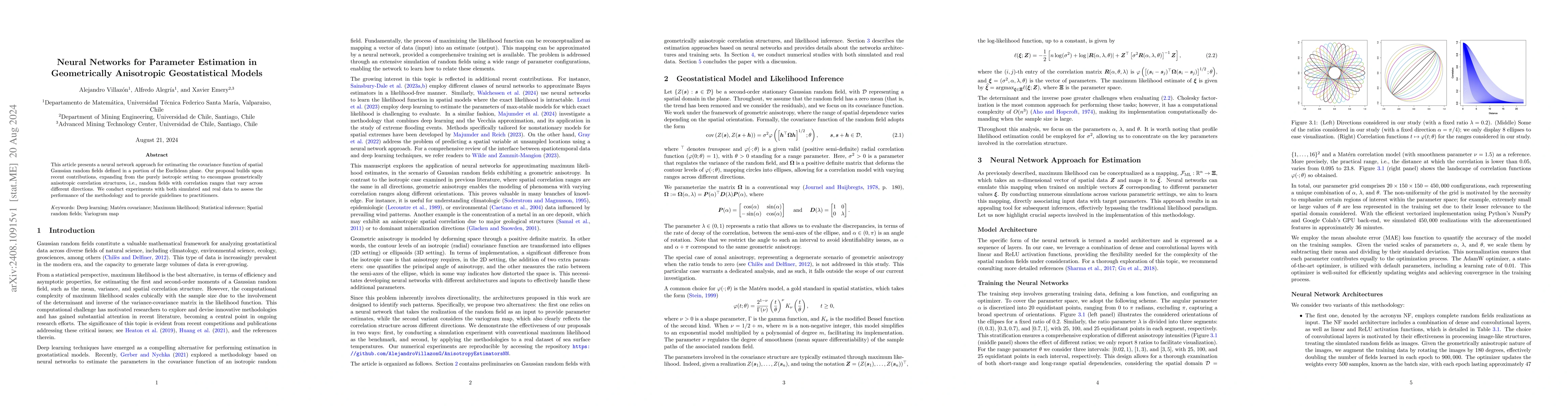 Thumbnail for Neural Networks for Parameter Estimation in Geometrically Anisotropic
  Geostatistical Models