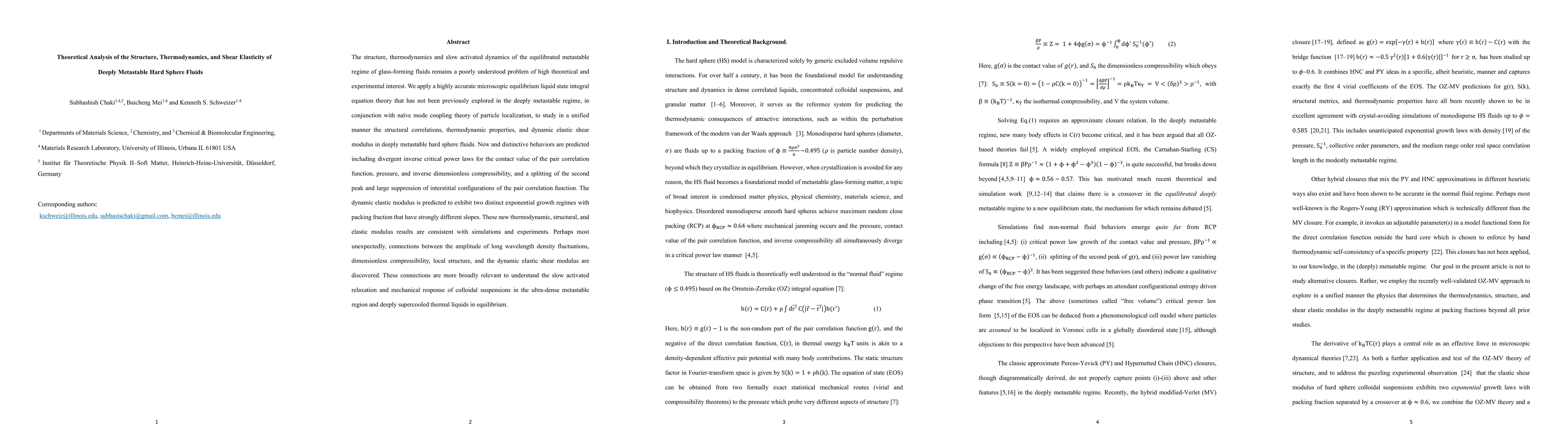 Thumbnail for Theoretical Analysis of the Structure, Thermodynamics, and Shear
  Elasticity of Deeply Metastable Hard Sphere Fluids