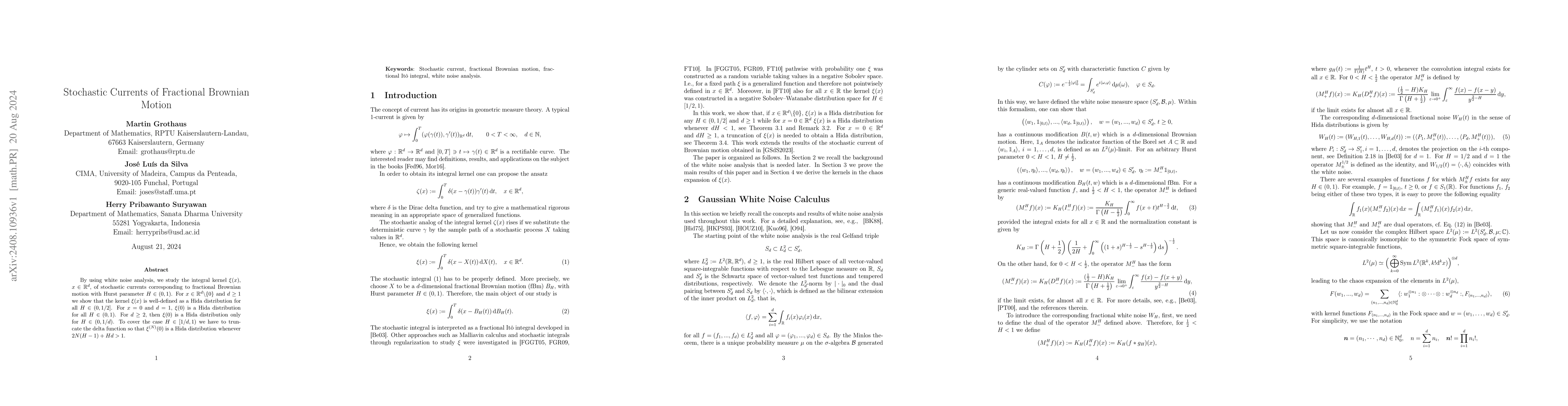 Thumbnail for Stochastic Currents of Fractional Brownian Motion
