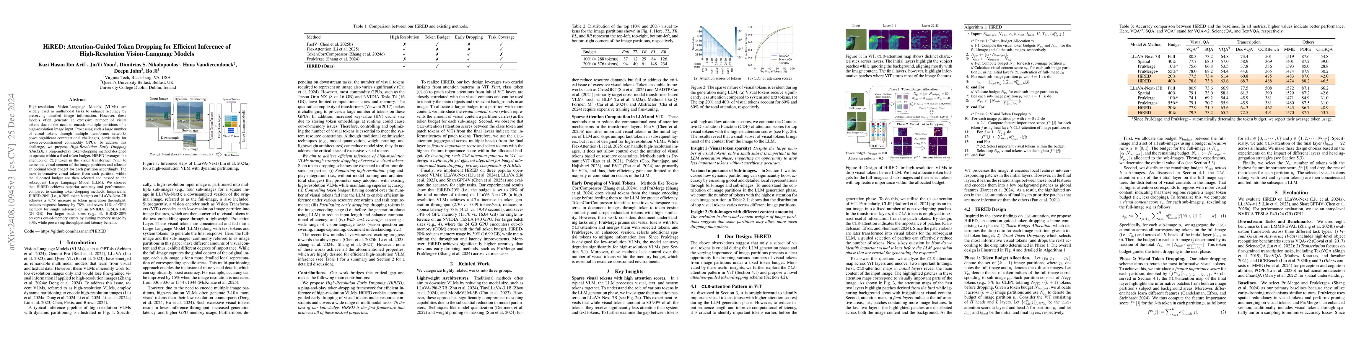 Thumbnail for HiRED: Attention-Guided Token Dropping for Efficient Inference of
  High-Resolution Vision-Language Models in Resource-Constrained Environments