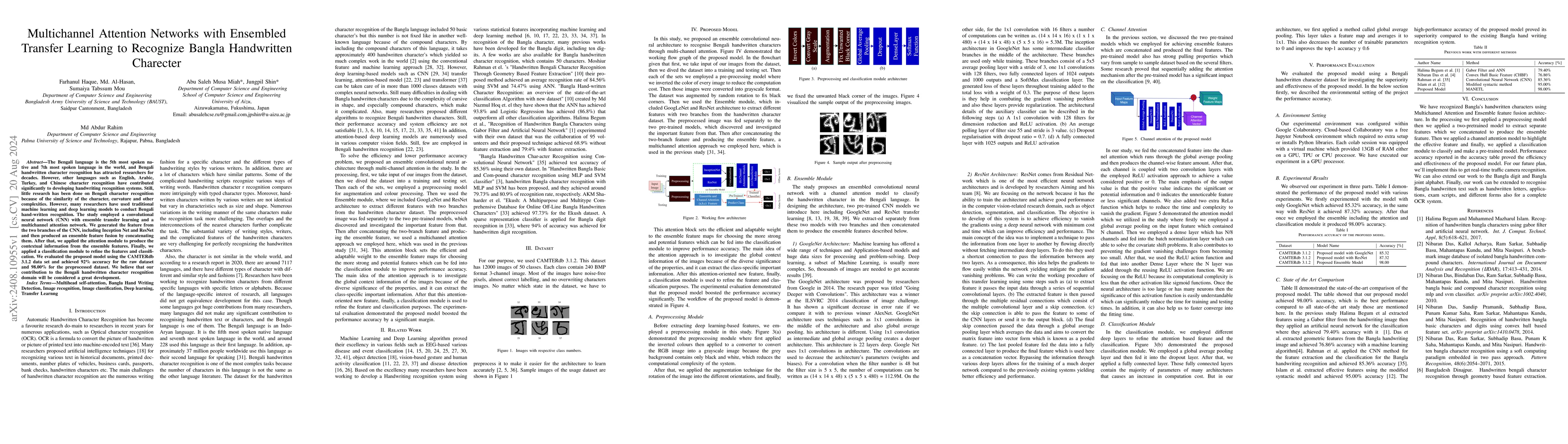 Thumbnail for Multichannel Attention Networks with Ensembled Transfer Learning to
  Recognize Bangla Handwritten Charecter