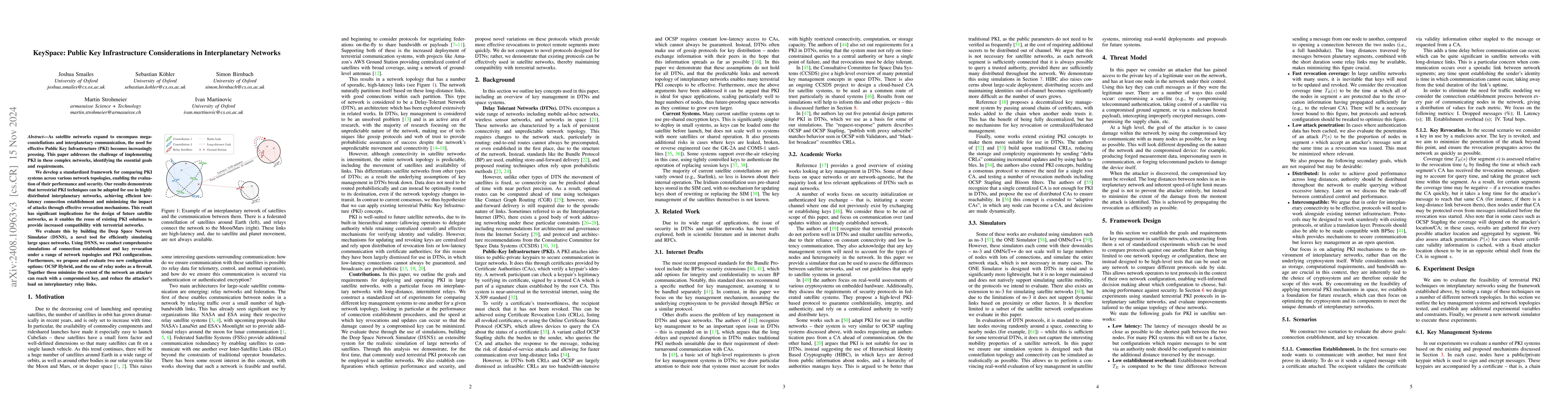 Thumbnail for KeySpace: Public Key Infrastructure Considerations in Interplanetary
  Networks