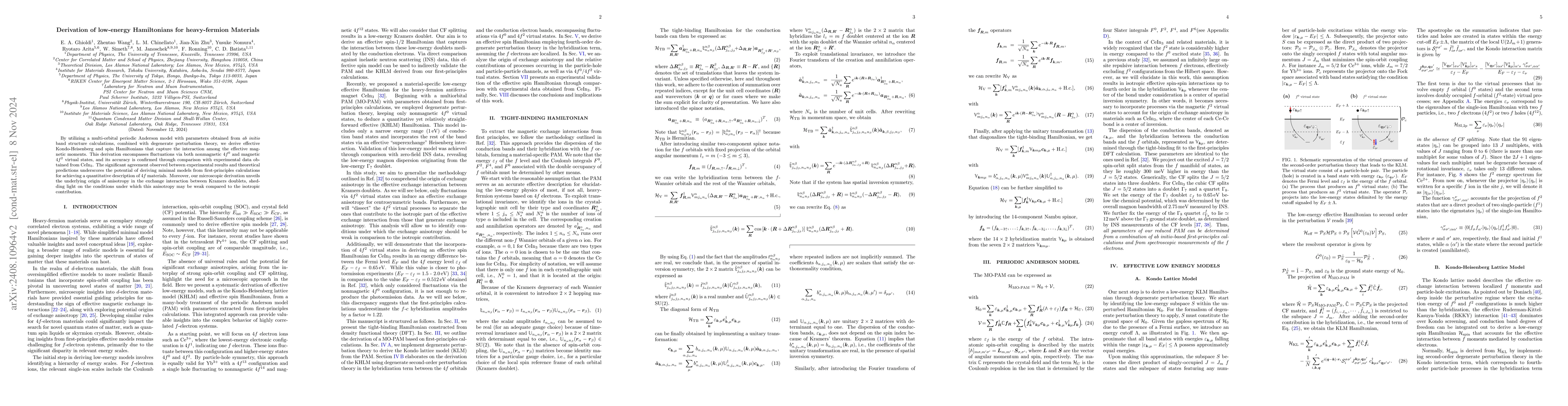 Thumbnail for Derivation of low-energy Hamiltonians for heavy-fermion Materials