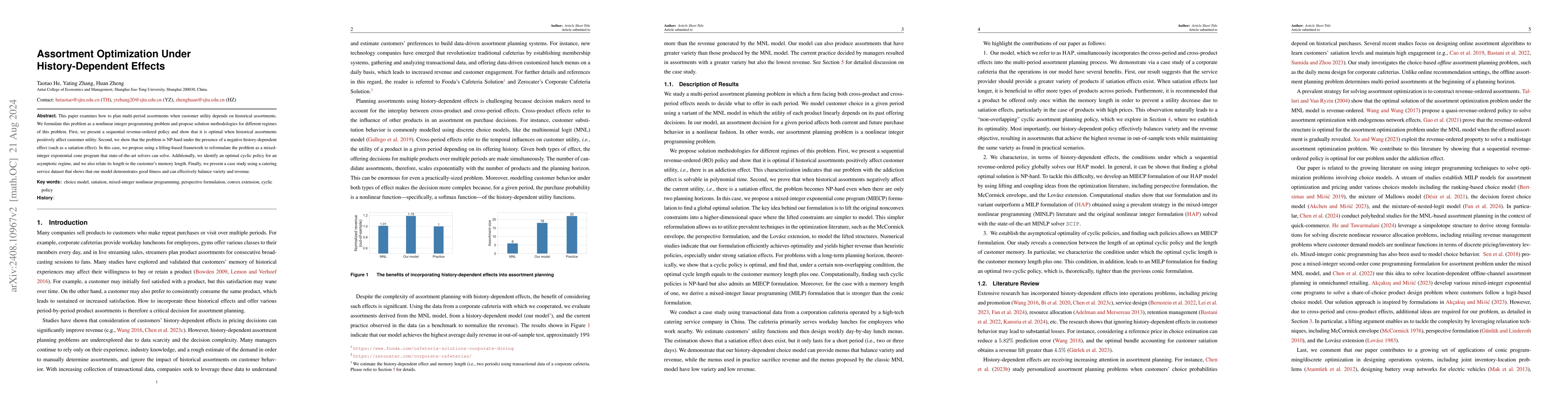 Thumbnail for Assortment Optimization Under History-Dependent Effects