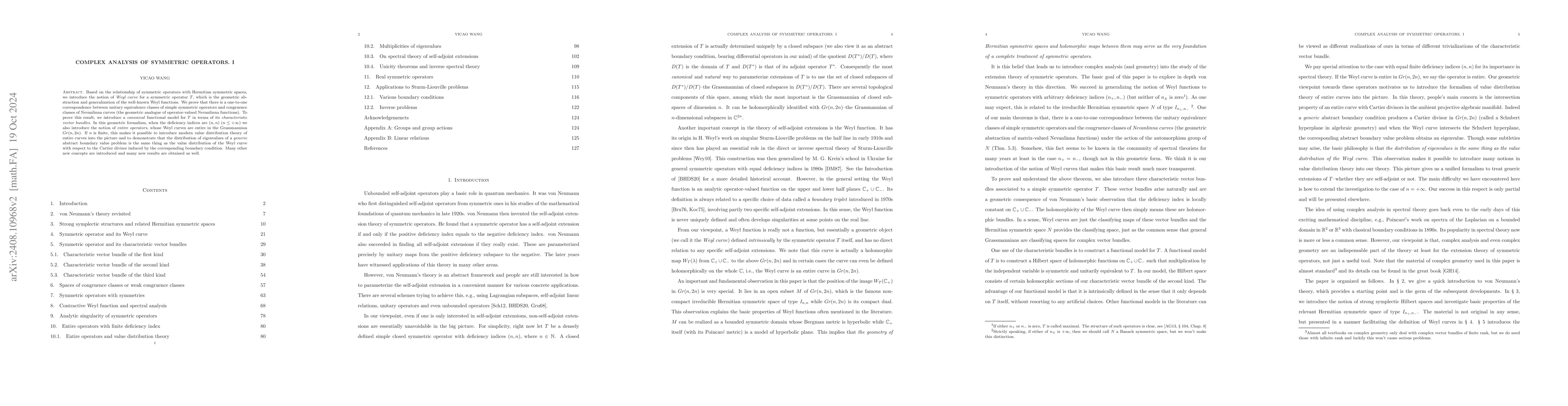 Thumbnail for Complex analysis of symmetric operators, I