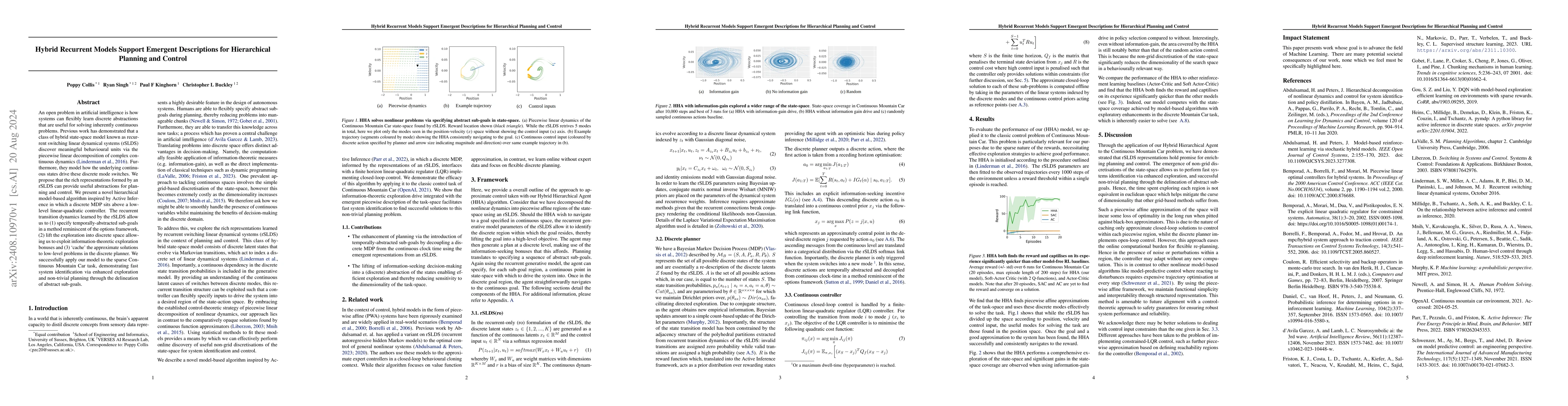 Thumbnail for Hybrid Recurrent Models Support Emergent Descriptions for Hierarchical
  Planning and Control