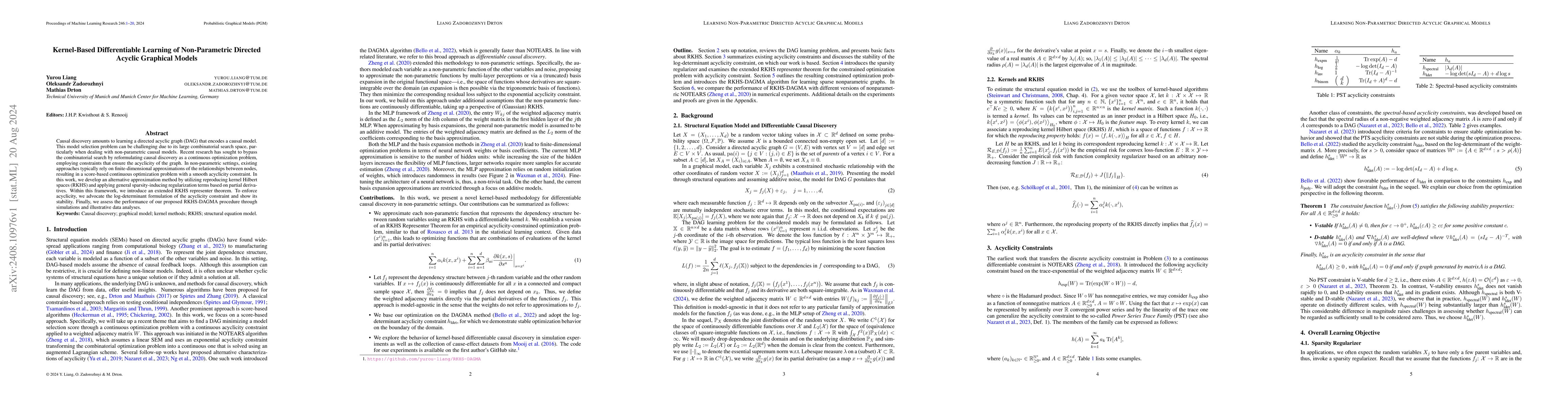 Thumbnail for Kernel-Based Differentiable Learning of Non-Parametric Directed Acyclic
  Graphical Models