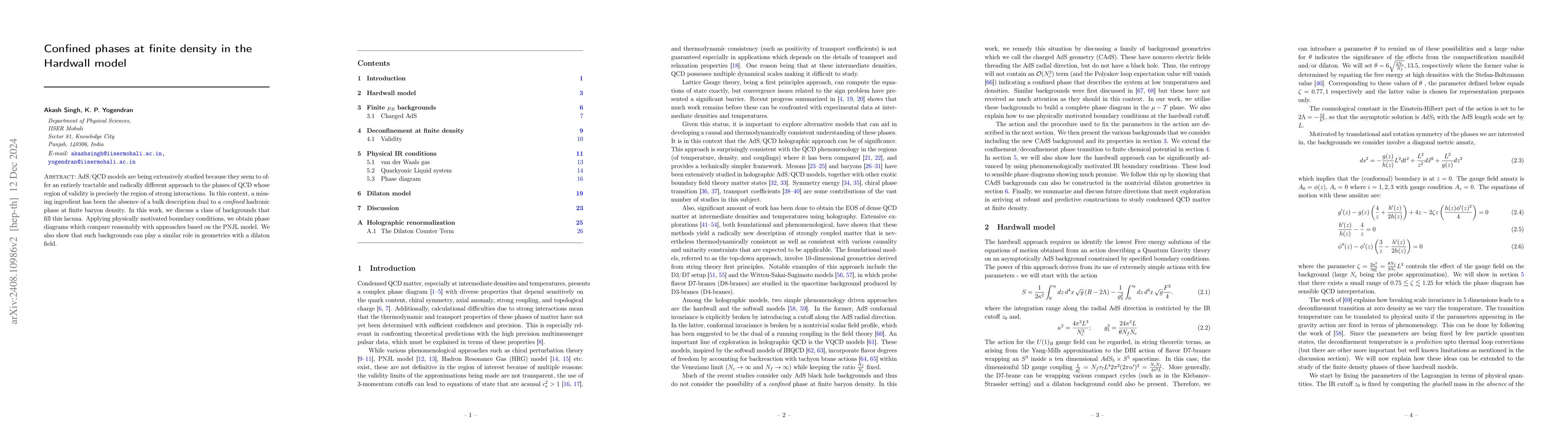 Thumbnail for Confined phases at finite density in the Hardwall model