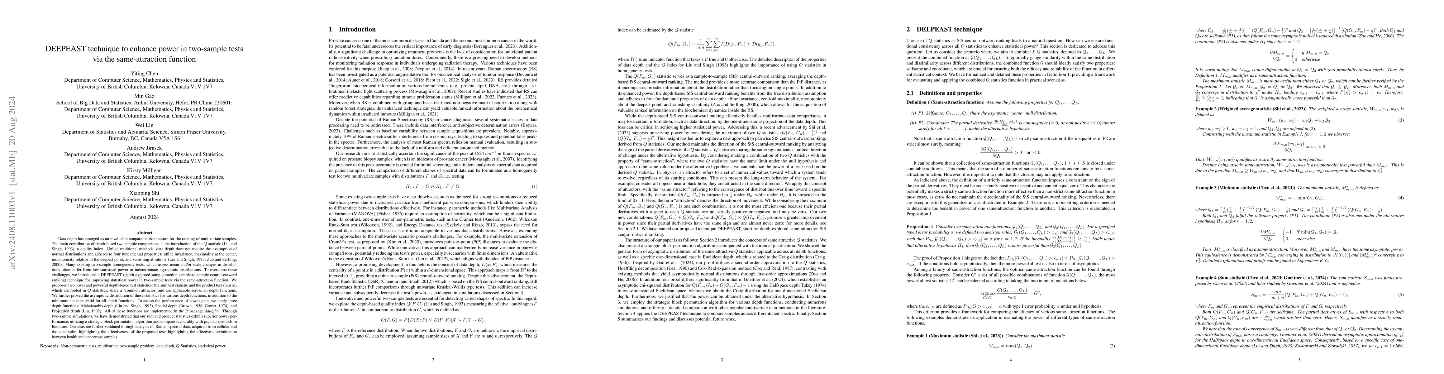 Thumbnail for DEEPEAST technique to enhance power in two-sample tests via the
  same-attraction function
