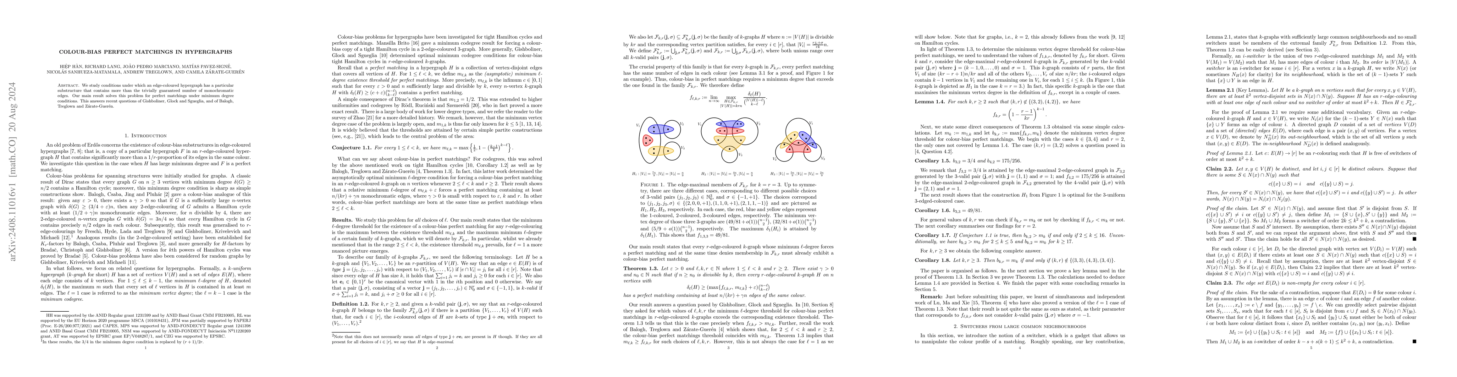 Thumbnail for Colour-bias perfect matchings in hypergraphs