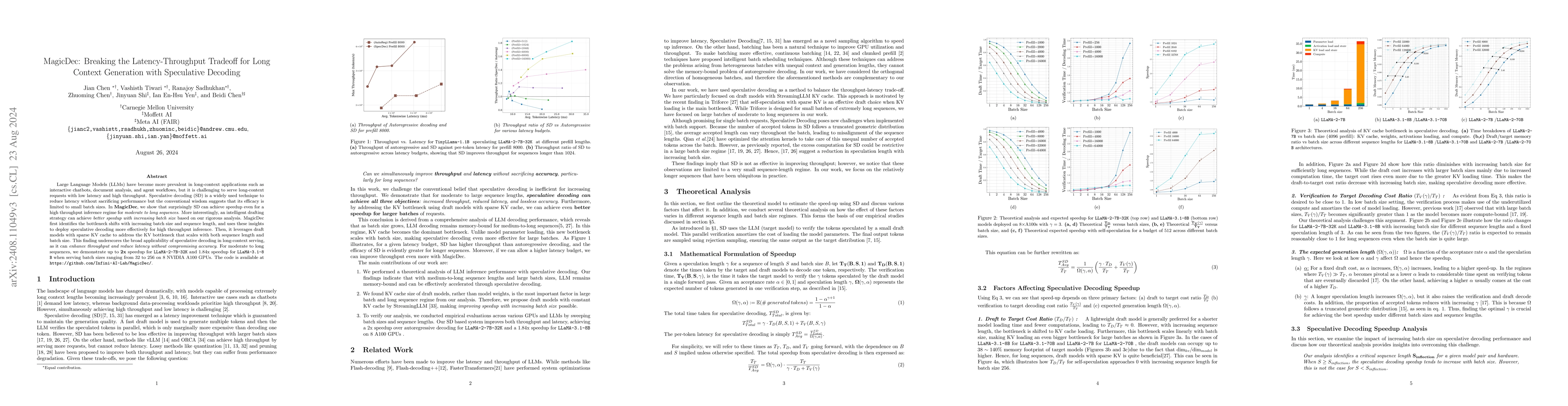 Thumbnail for MagicDec: Breaking the Latency-Throughput Tradeoff for Long Context
  Generation with Speculative Decoding