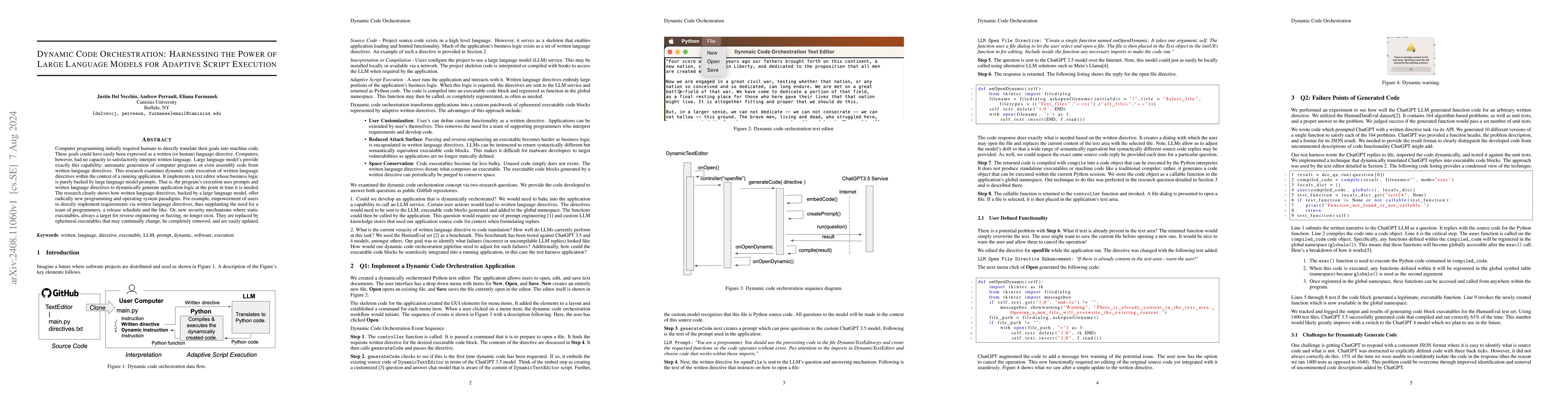 Thumbnail for Dynamic Code Orchestration: Harnessing the Power of Large Language
  Models for Adaptive Script Execution