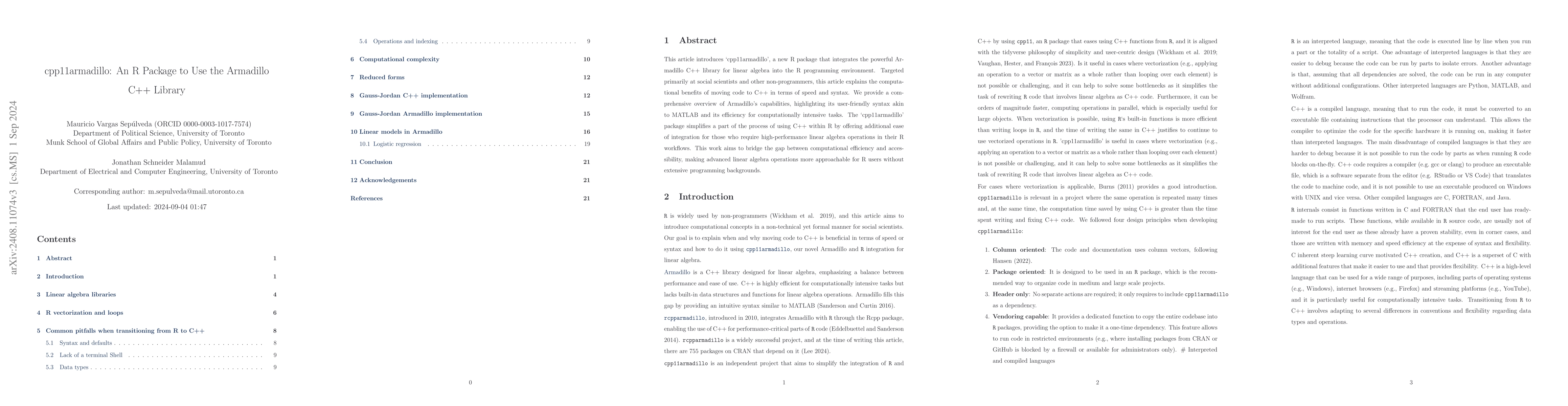 Thumbnail for cpp11armadillo: An R Package to Use the Armadillo C++ Library