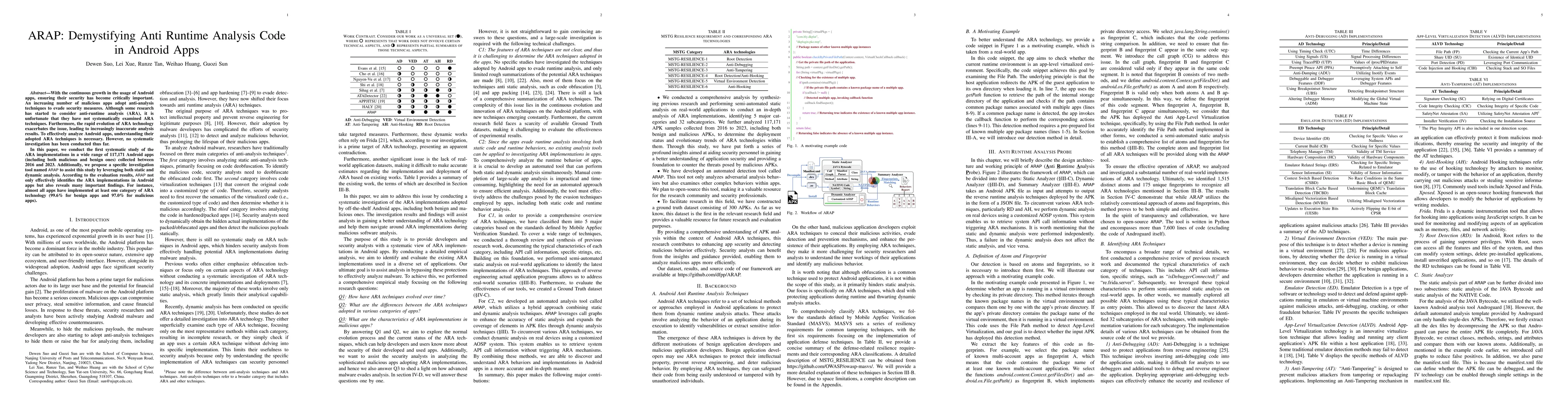 Thumbnail for ARAP: Demystifying Anti Runtime Analysis Code in Android Apps