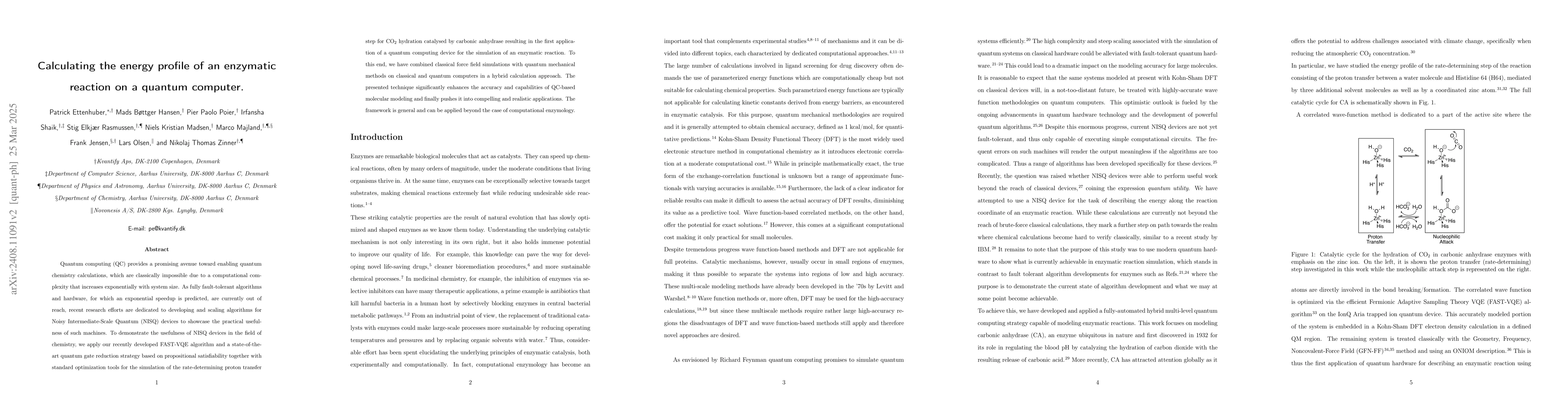 Thumbnail for Calculating the energy profile of an enzymatic reaction on a quantum
  computer