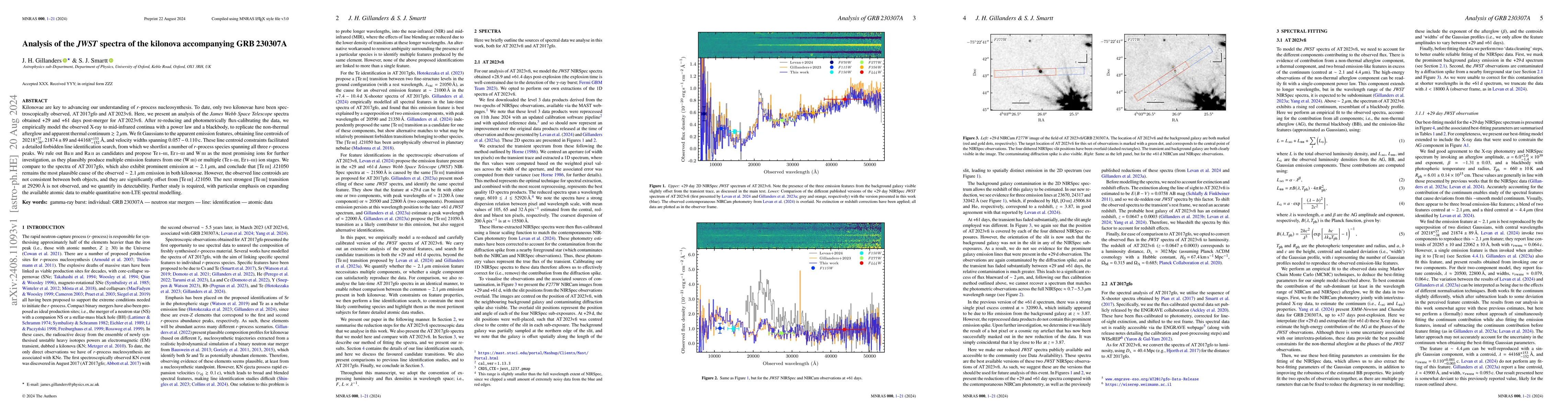 Thumbnail for Analysis of the JWST spectra of the kilonova accompanying GRB 230307A