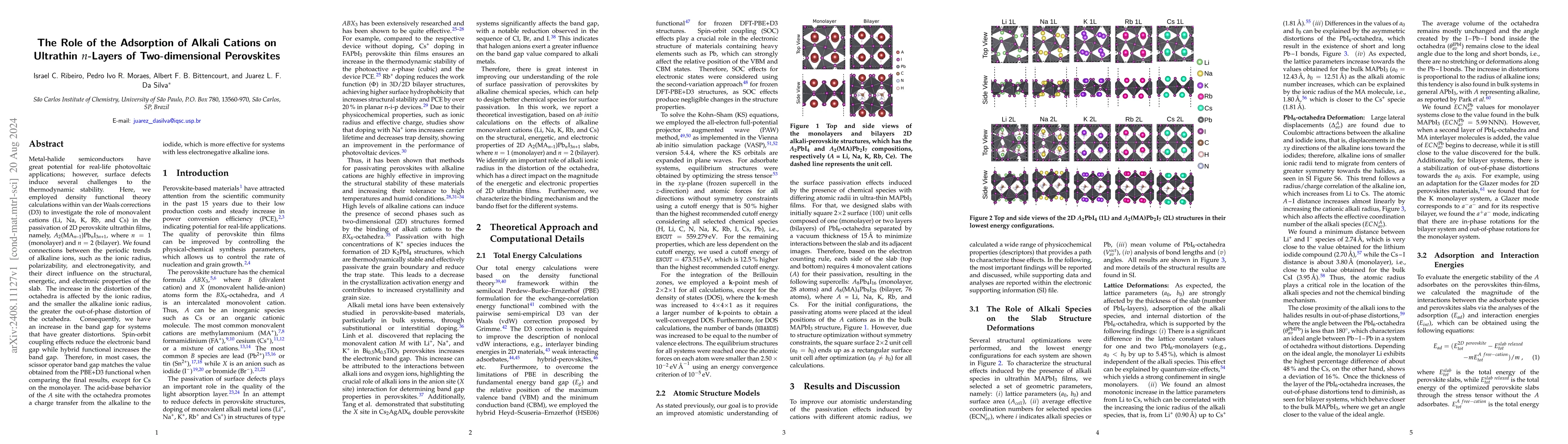 Thumbnail for Role of the Adsorption of Alkali Cations on Ultrathin $n$-Layers of
  Two-dimensional Perovskites