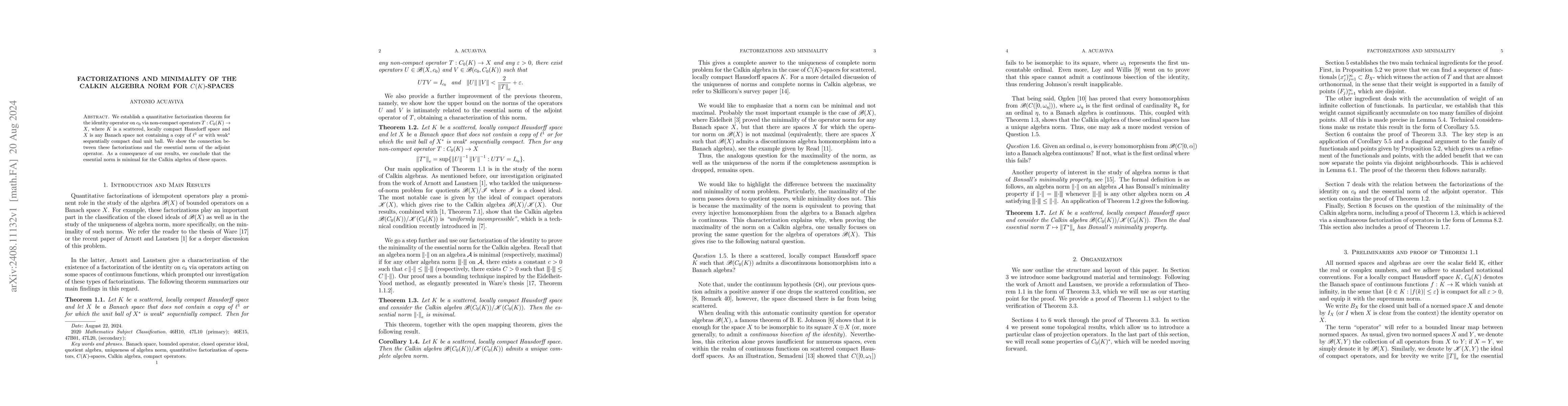 Thumbnail for Factorizations and minimality of the Calkin Algebra norm for
  $C(K)$-spaces