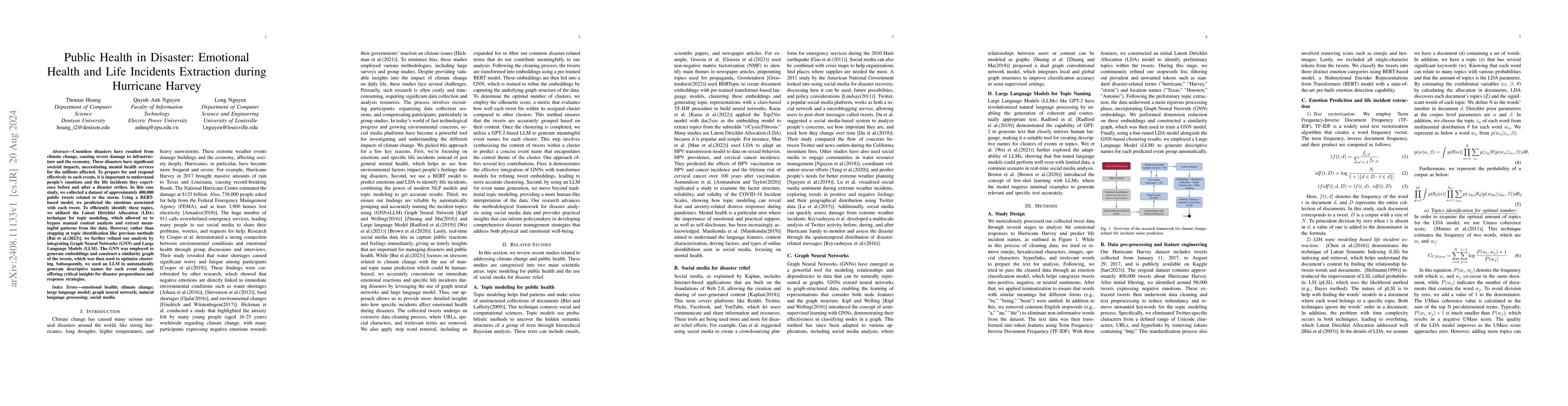 Thumbnail for Public Health in Disaster: Emotional Health and Life Incidents
  Extraction during Hurricane Harvey