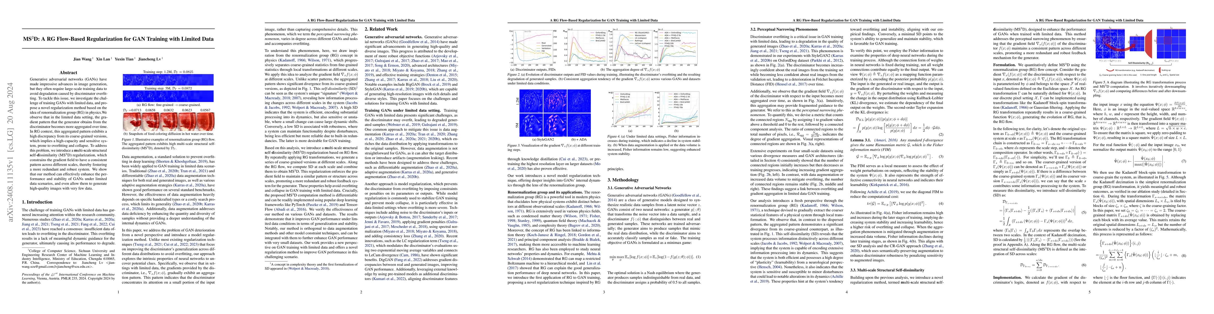 Thumbnail for MS$^3$D: A RG Flow-Based Regularization for GAN Training with Limited
  Data
