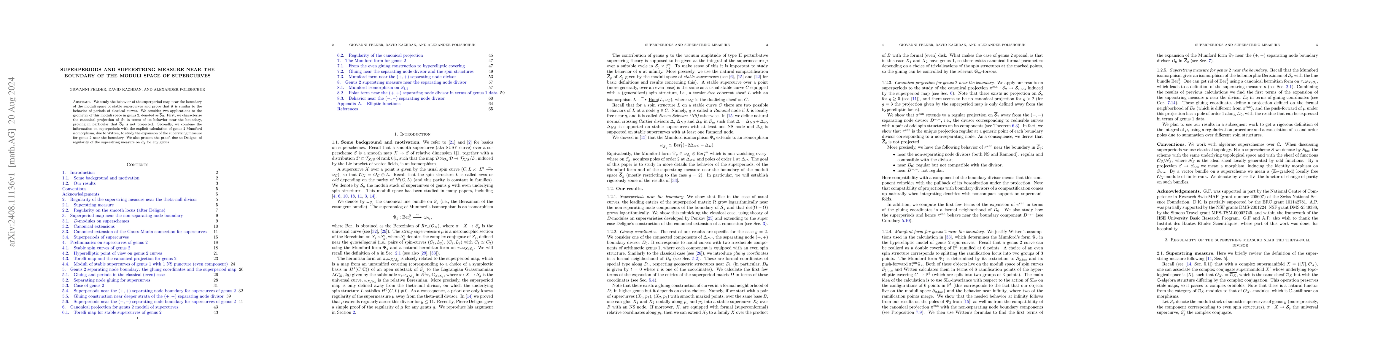 Thumbnail for Superperiods and superstring measure near the boundary of the moduli
  space of supercurves