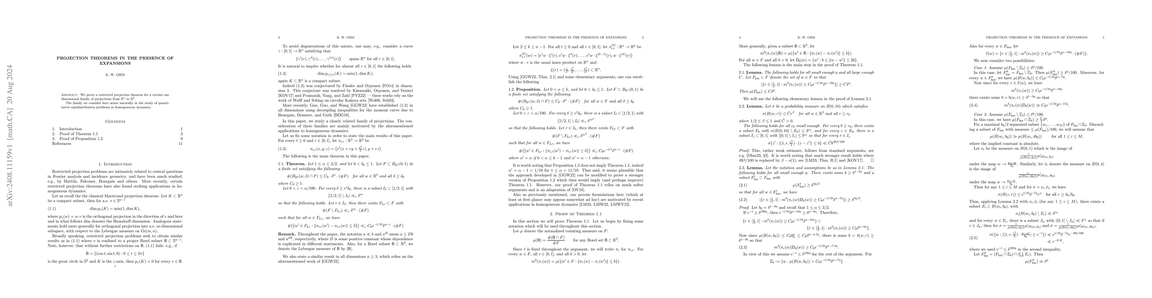 Thumbnail for Projection Theorems in the Presence of Expansions